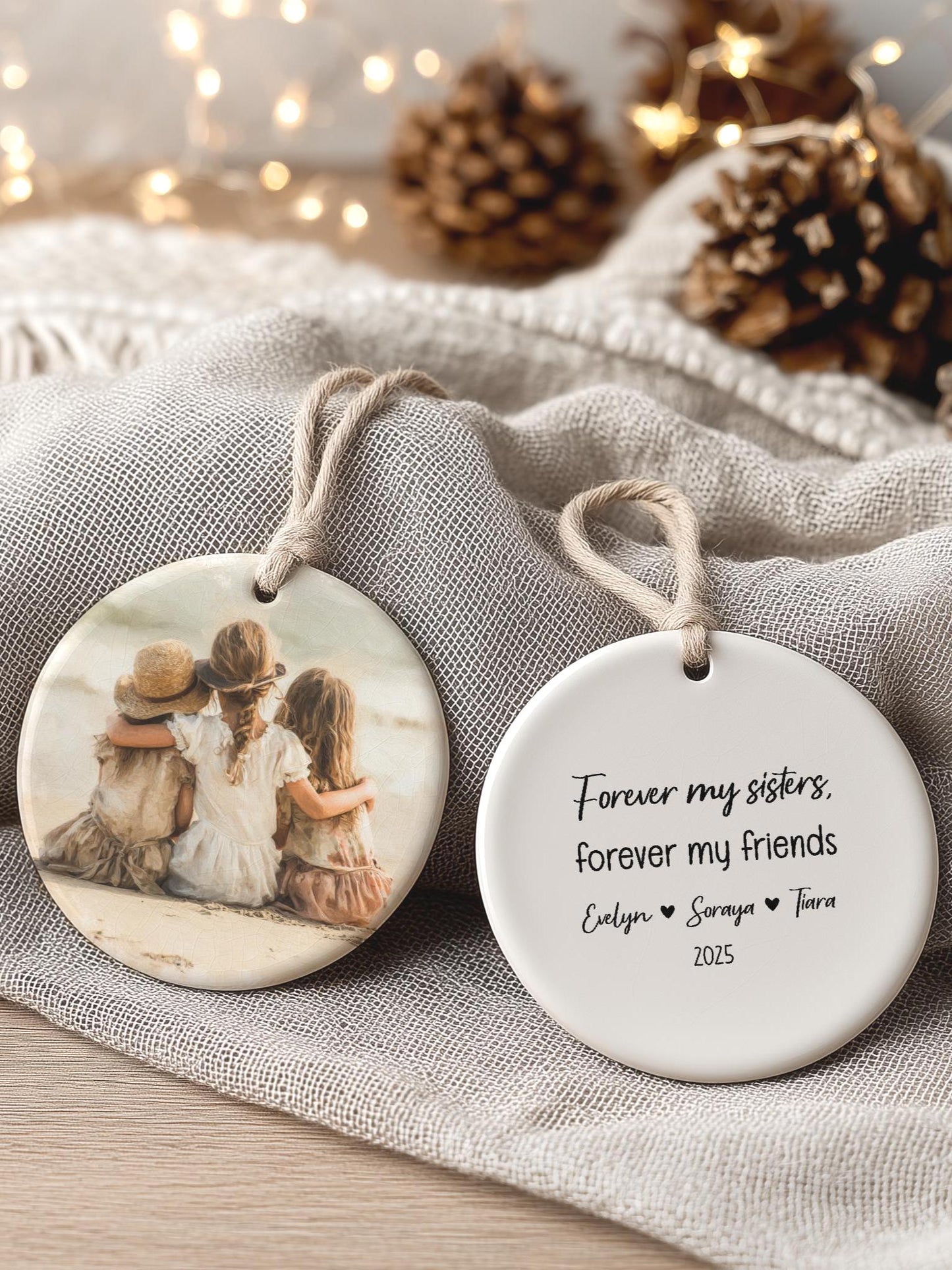 Personalized Sister Ornament, Bestie Friend Gift, Custom Name Keepsake, Holiday Family Decor