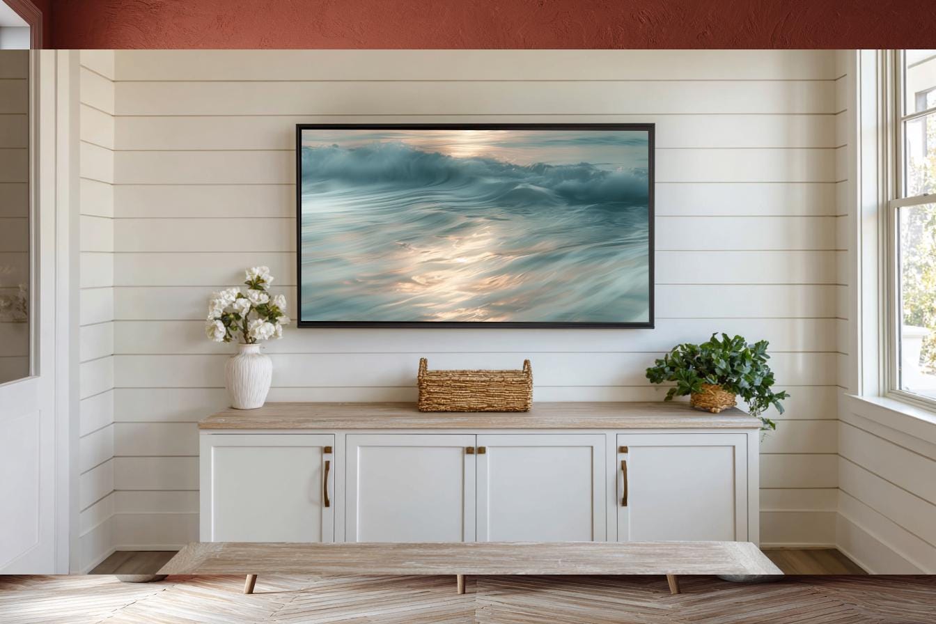 Serene Blue Coastal Waves Digital Download for Beach Home Decor Large Wall Art