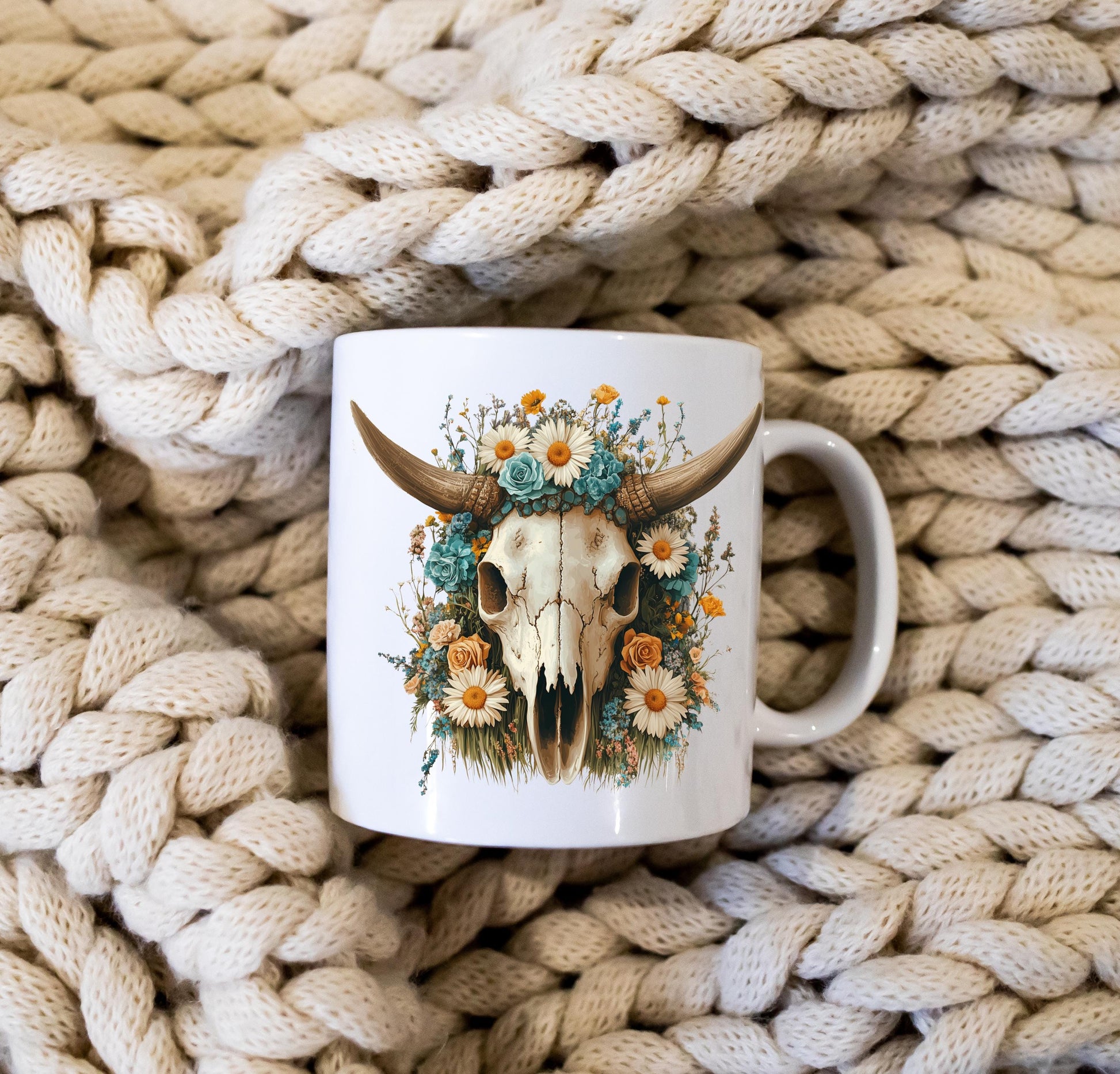 Floral Cow Skull PNG: Western Boho Sublimation Design (PDF, SVG)