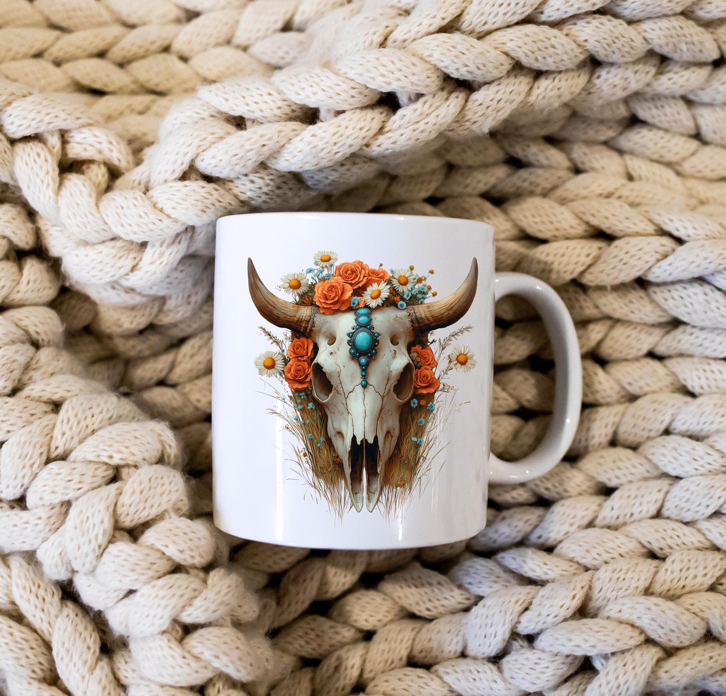 Boho Western Floral Skull Wall Art: Rustic Southwestern Decor (PDF, SVG)