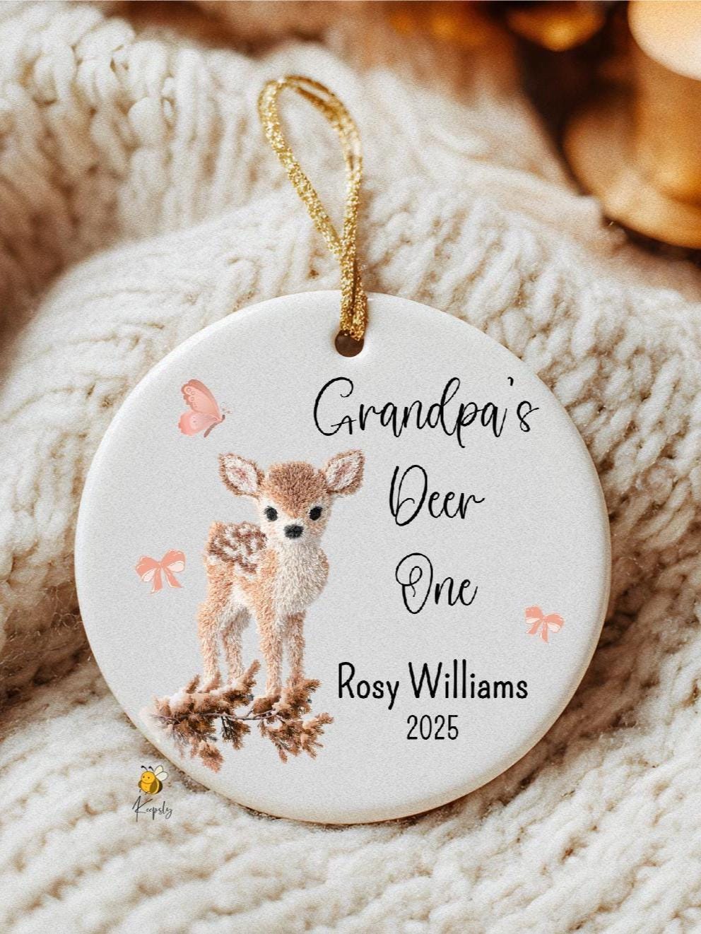 New Grandpa Ornament • Personalized Deer Ornament • Custom Grandparent Gift