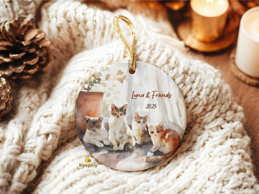 Personalized Cat Ornament • Custom Name & Year Gift for Cat Lovers