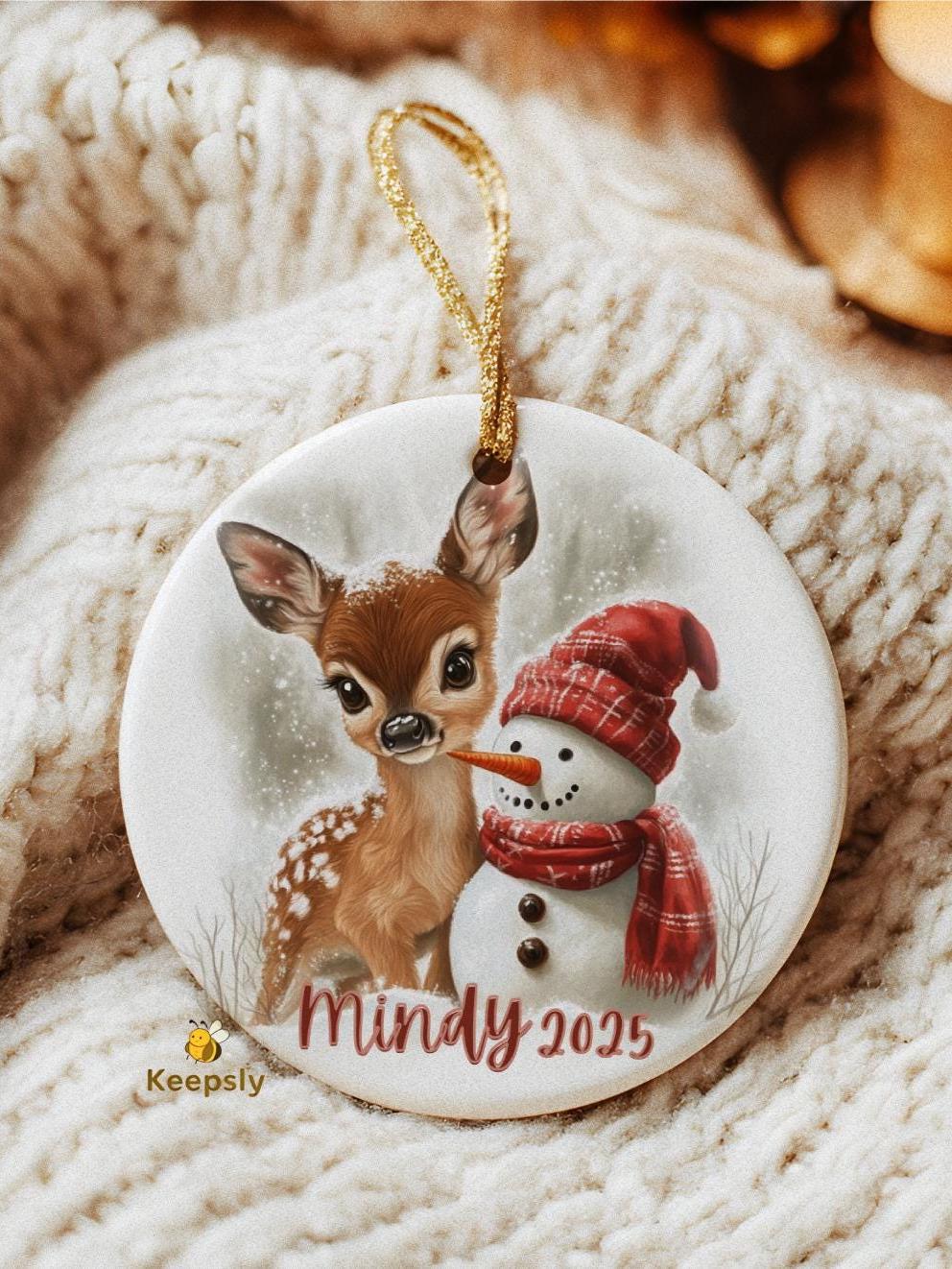 Personalized Ornament for Kids: Reindeer Penguin Deer Design Gift