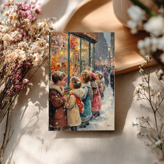 Vintage Winter Greeting Card Set • Retro Snow Scene Postcard, 1940s Style