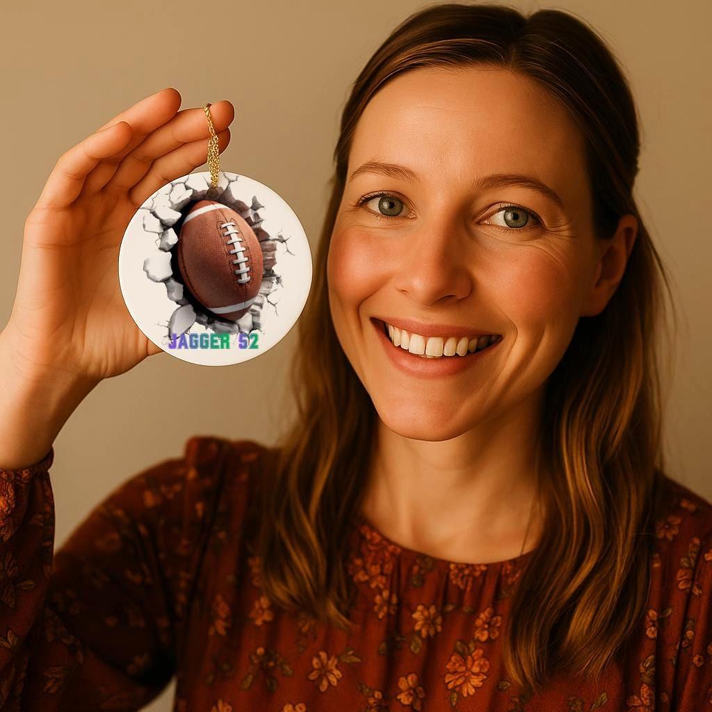 Personalized Football Ornament: Custom Sports Keepsake, 3D Player Gift
