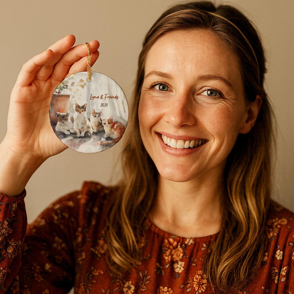 Personalized Cat Ornament • Custom Name & Year Gift for Cat Lovers