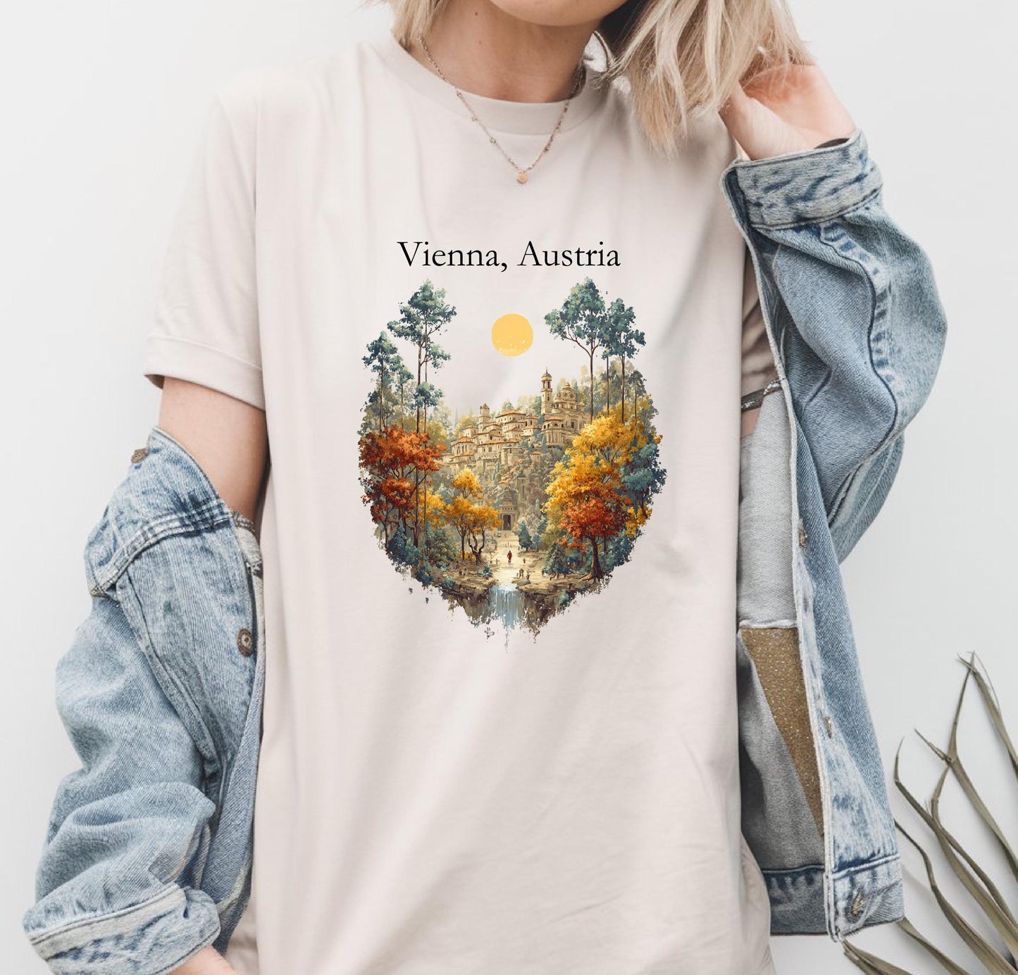 Vienna Austria Vintage Art Shirt Retro Travel Tee, City Skyline Souvenir Comfort Colors Tee