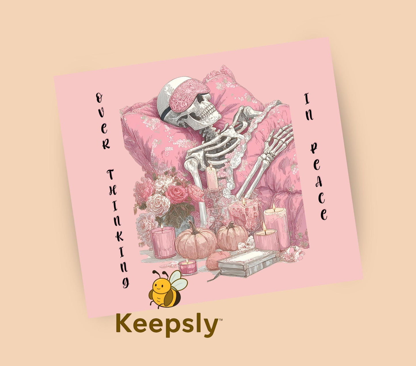 Dead Tired 3 Cozy Pink Skeleton Seamless Pattern, 20oz Skinny Sublimation Design Digital Download