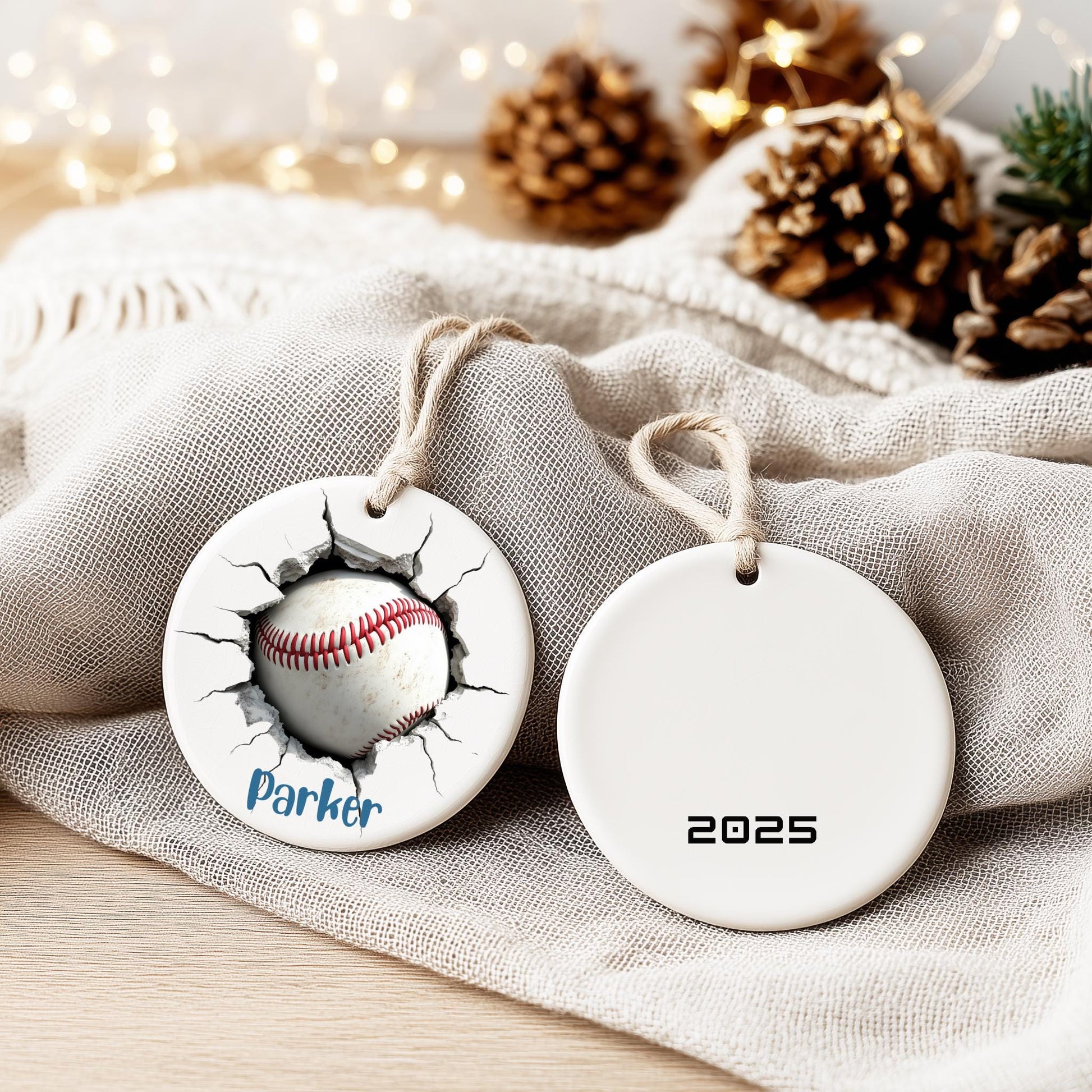 Personalized Baseball Ornament: Custom Sports Keepsake, 3D Cracked Wall Team Player Gift