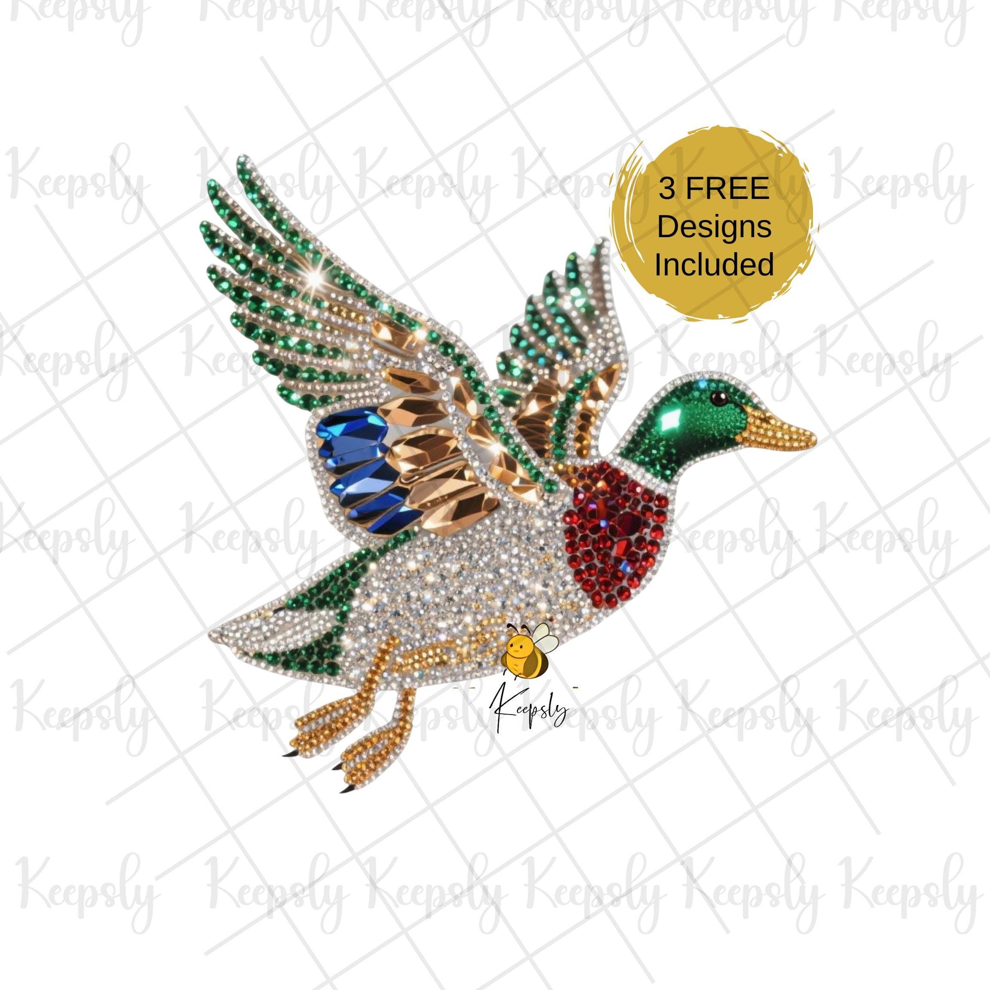 Rhinestone Duck PNG • T-Shirt Mug Sublimation Sparkly Bird Graphic