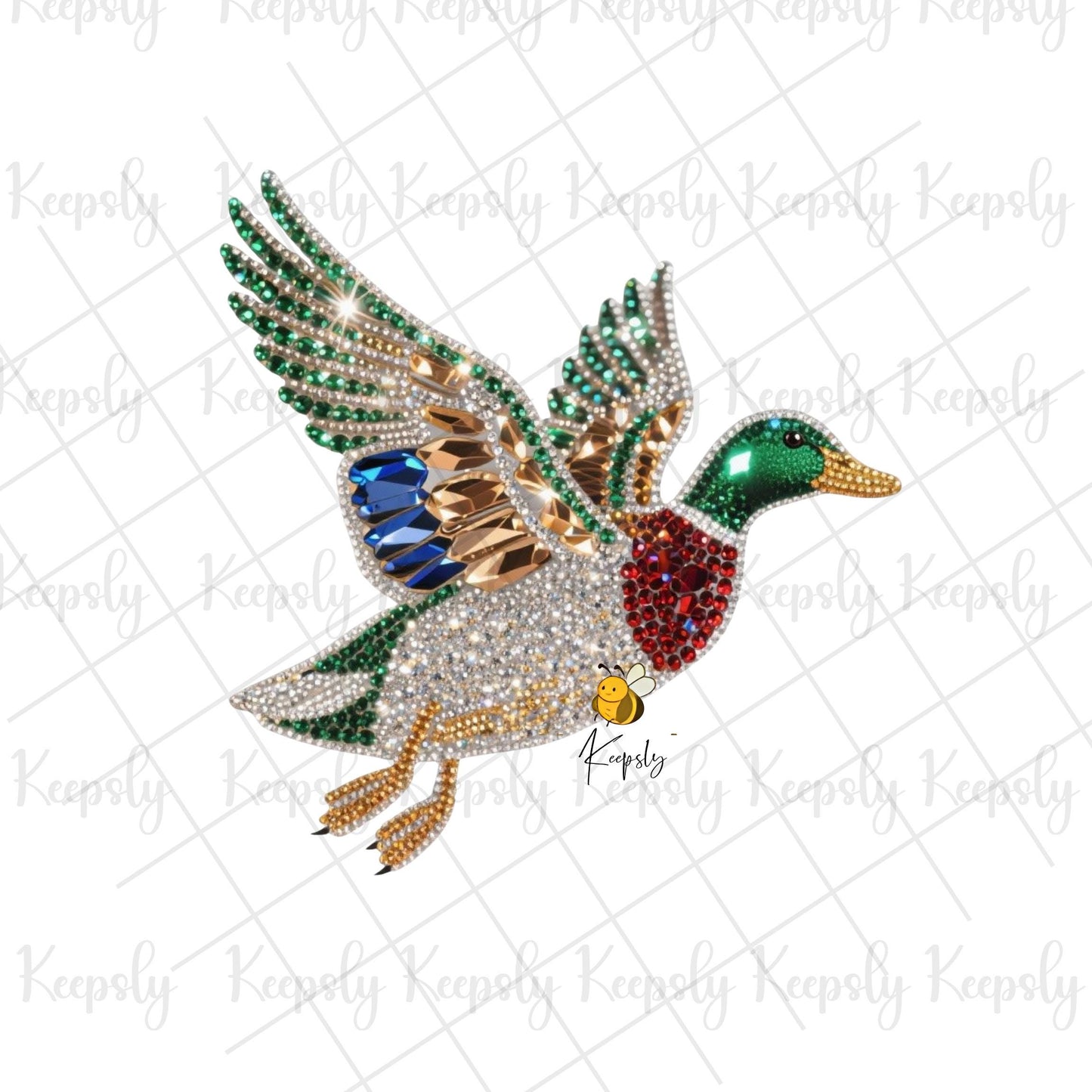 Rhinestone Duck PNG • T-Shirt Mug Sublimation Sparkly Bird Graphic