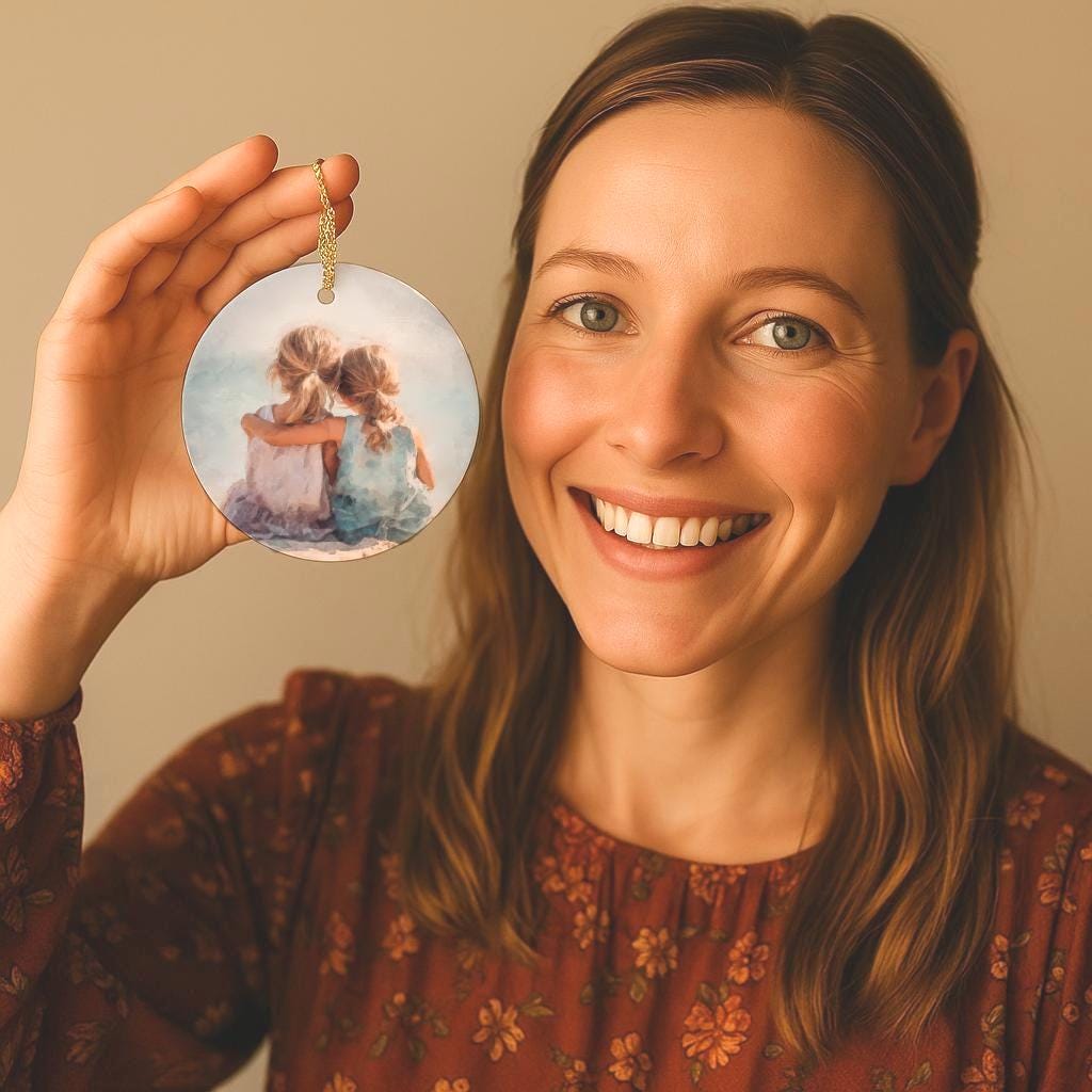 Personalized Two Sisters Ornament: Bestie Friend Siblings Gift