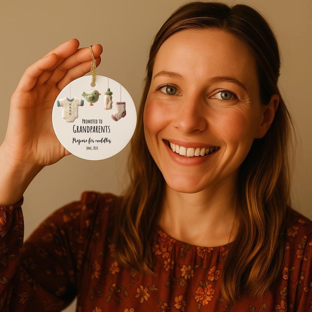 Promoted to Grandparents Ornament – Pregnancy Reveal Keepsake • Baby Announcement Gift • New Grandparents 2026