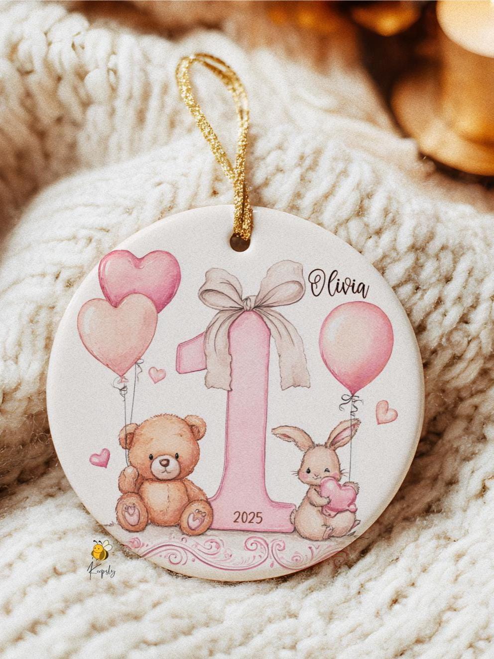 Personalized Baby Ornament 2025: Baby’s First Year Keepsake, Neutral Nursery Gift for Girls & Boys