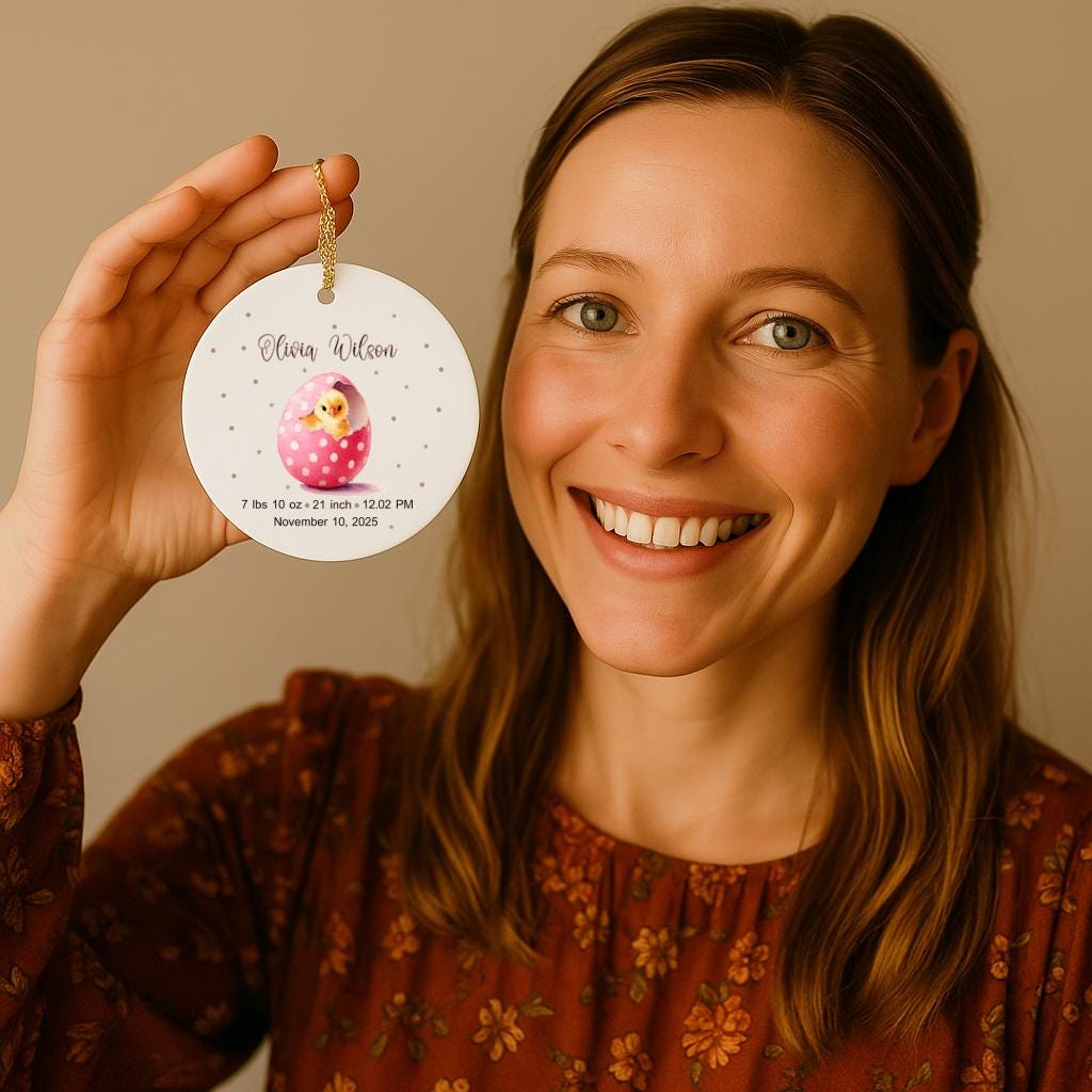 Personalized Newborn Ornament • Baby Girl Birth Stats Keepsake Nursery Decor