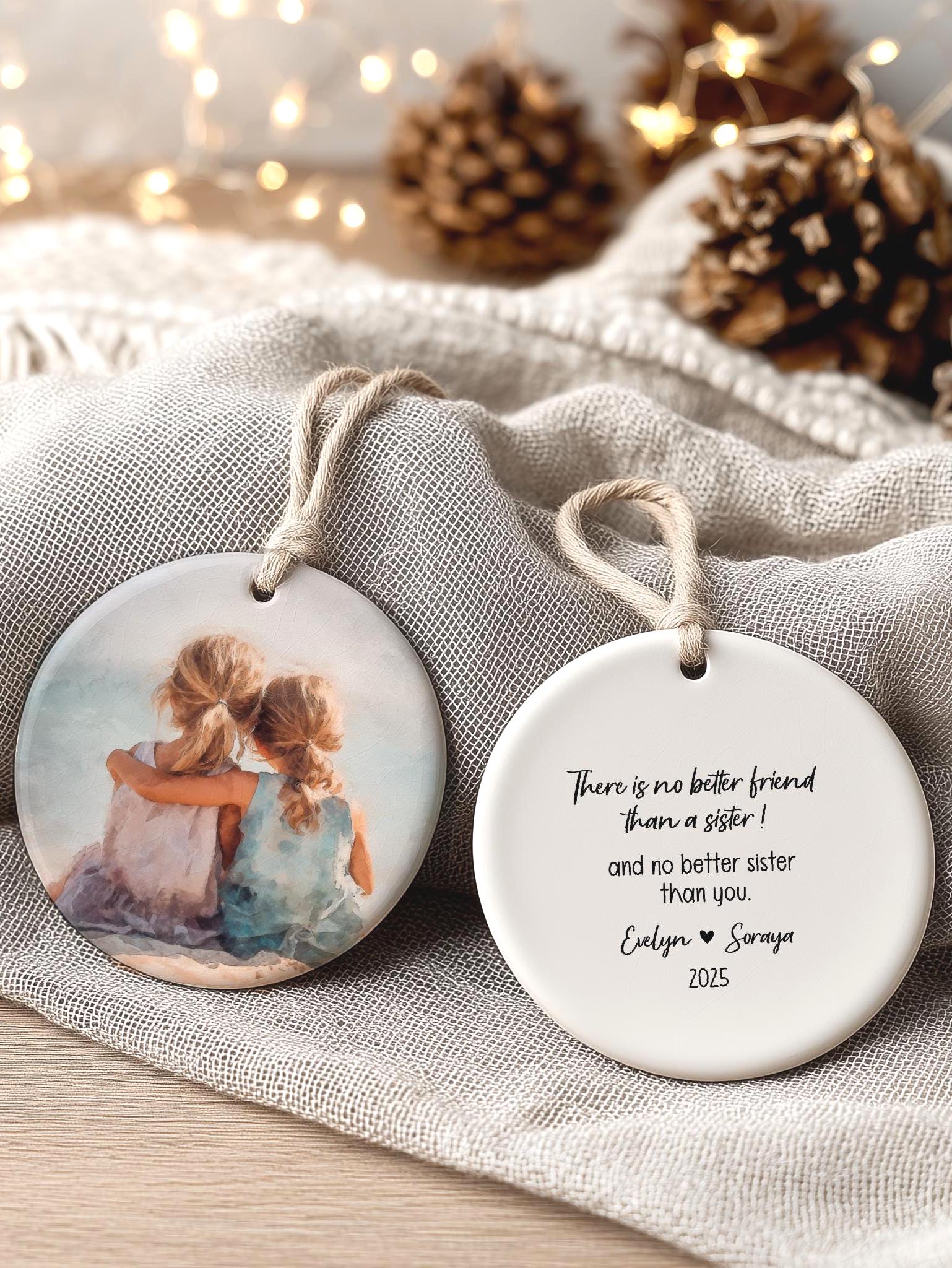 Personalized Two Sisters Ornament: Bestie Friend Siblings Gift