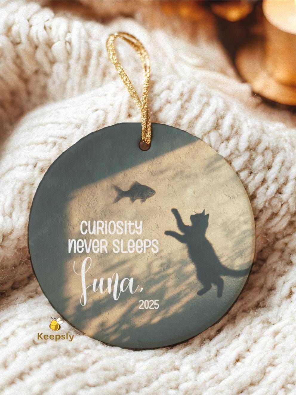 Cat Ornament Personalized Keepsake: Minimal Artistic Pet Keepsake
