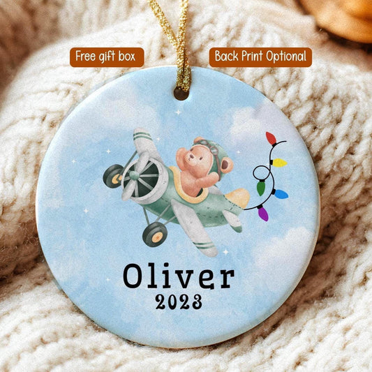 Boys Ornaments Plane Christmas Ornament Personalized Baby Boy Keepsake Gift from Grandparents