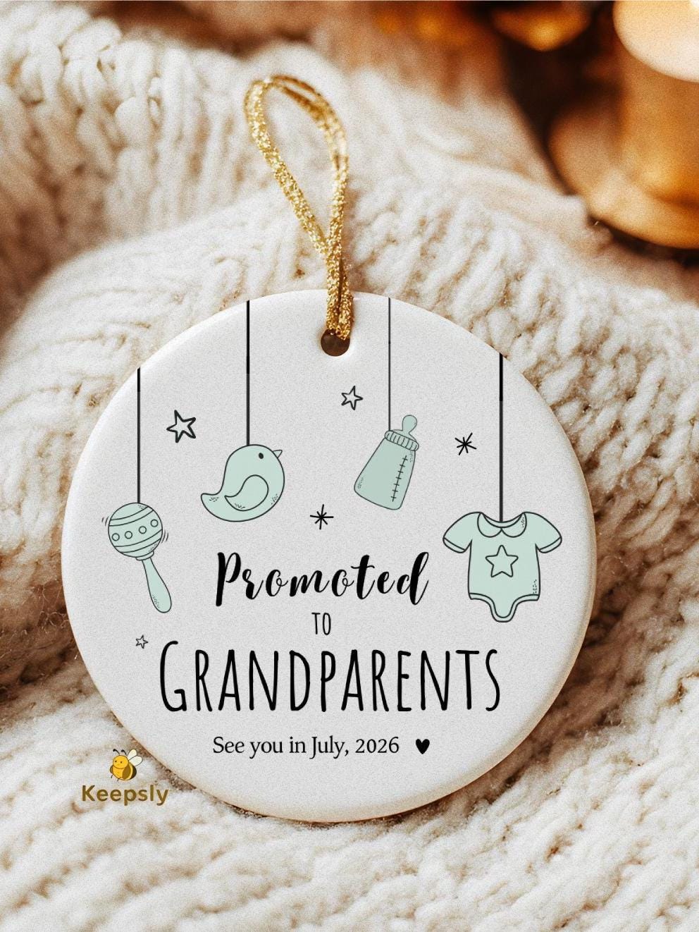 Pregnancy Reveal Ornament for Parents • Expecting Grandparents Gift • Personalized Baby Announcement • Custom New Grandbaby Keepsake