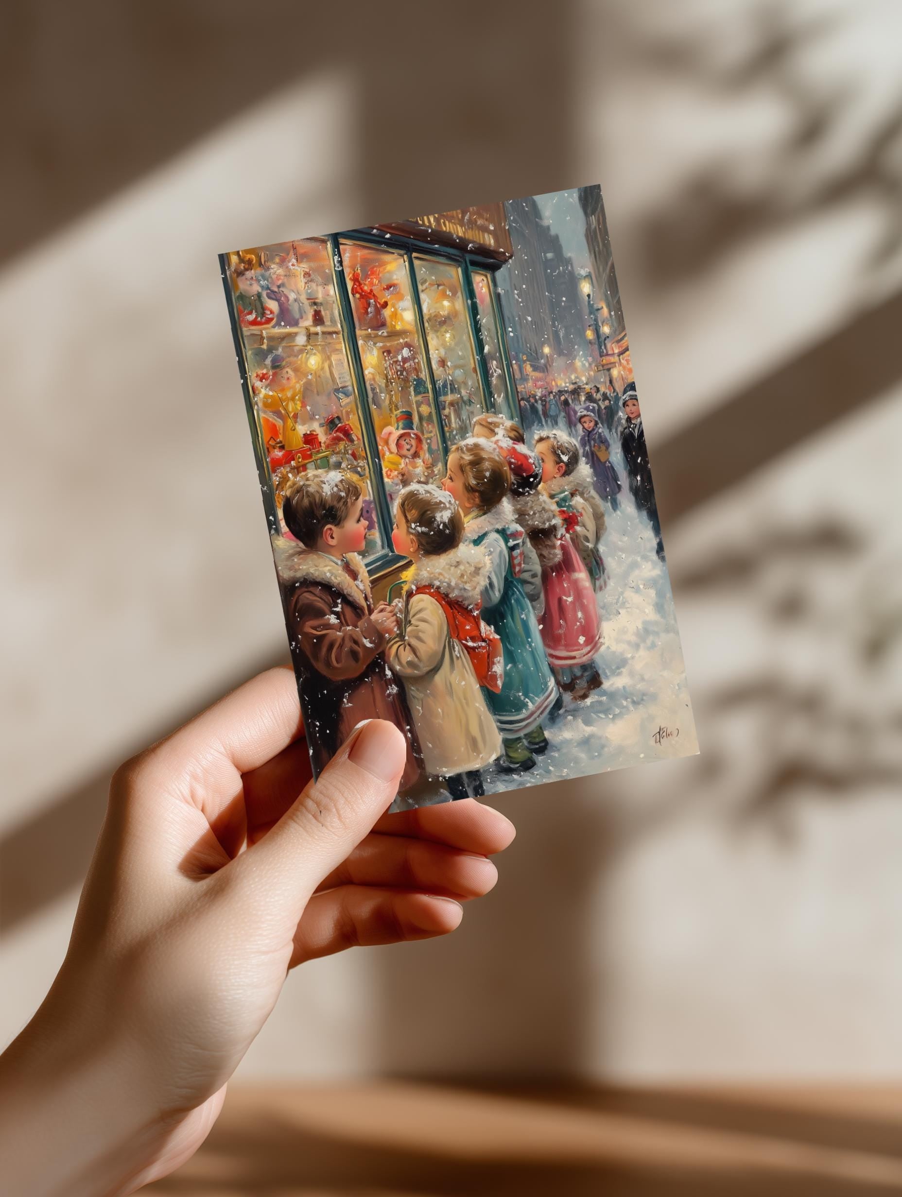 Vintage Winter Greeting Card Set • Retro Snow Scene Postcard, 1940s Style