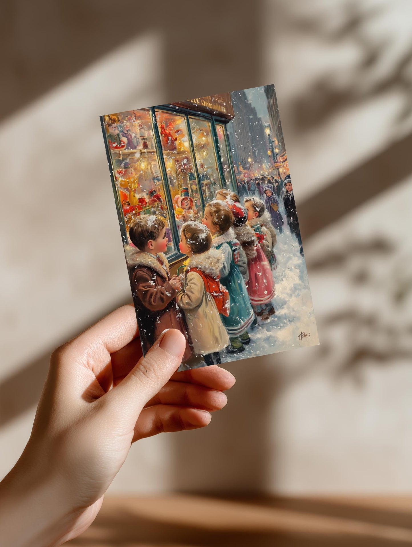 Vintage Winter Greeting Card Set • Retro Snow Scene Postcard, 1940s Style