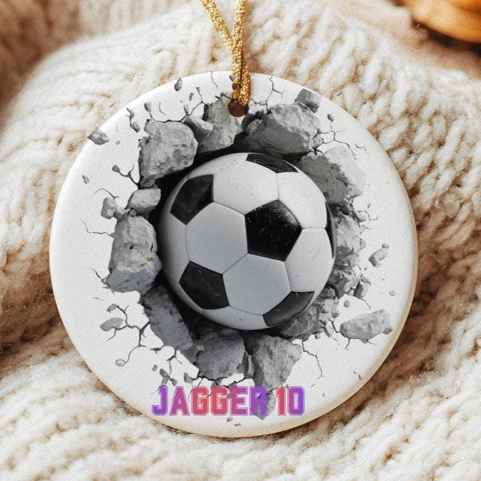 Personalized Soccer Ball Ornament: Custom Sports Keepsake, 3D Player Gift