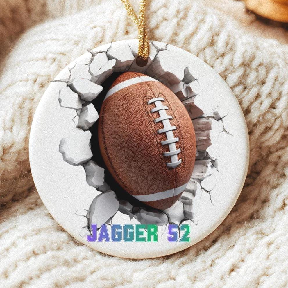Personalized Football Ornament: Custom Sports Keepsake, 3D Player Gift