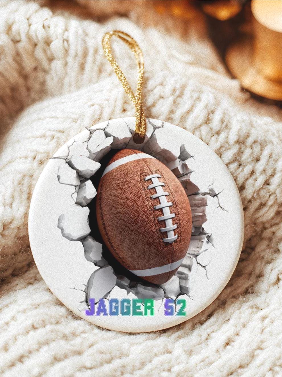 Personalized Football Ornament: Custom Sports Keepsake, 3D Player Gift