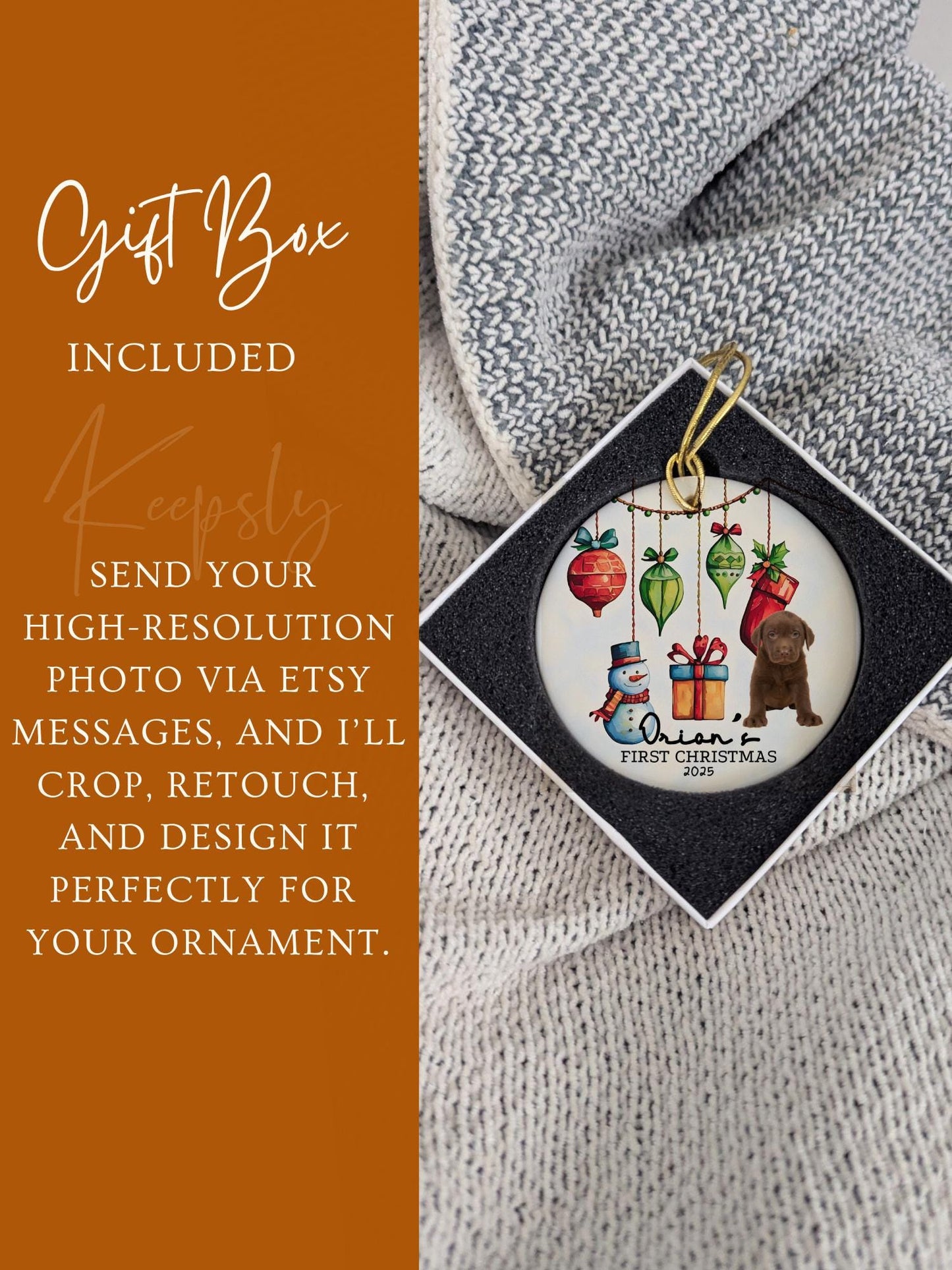 New Dog First Christmas Ornament • Custom Puppy Ornament Dog First Christmas Gift • Personalized Dog Photo Ornament