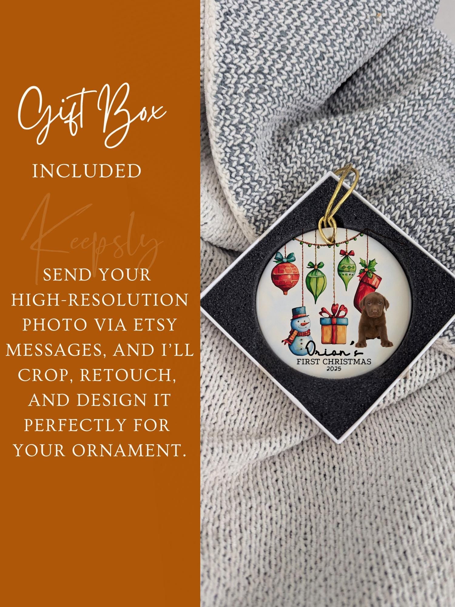 New Dog First Christmas Ornament • Custom Puppy Ornament Dog First Christmas Gift • Personalized Dog Photo Ornament