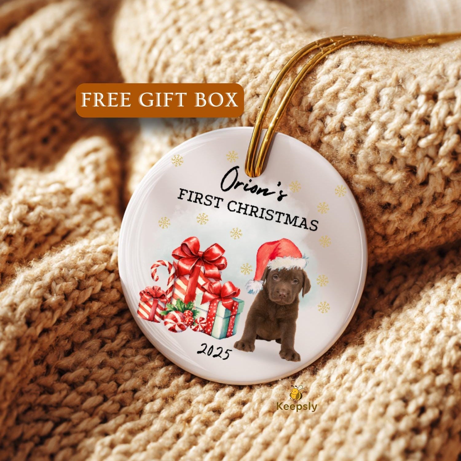 New Dog First Christmas Ornament • Custom Puppy Ornament Dog First Christmas Gift • Personalized Dog Photo Ornament