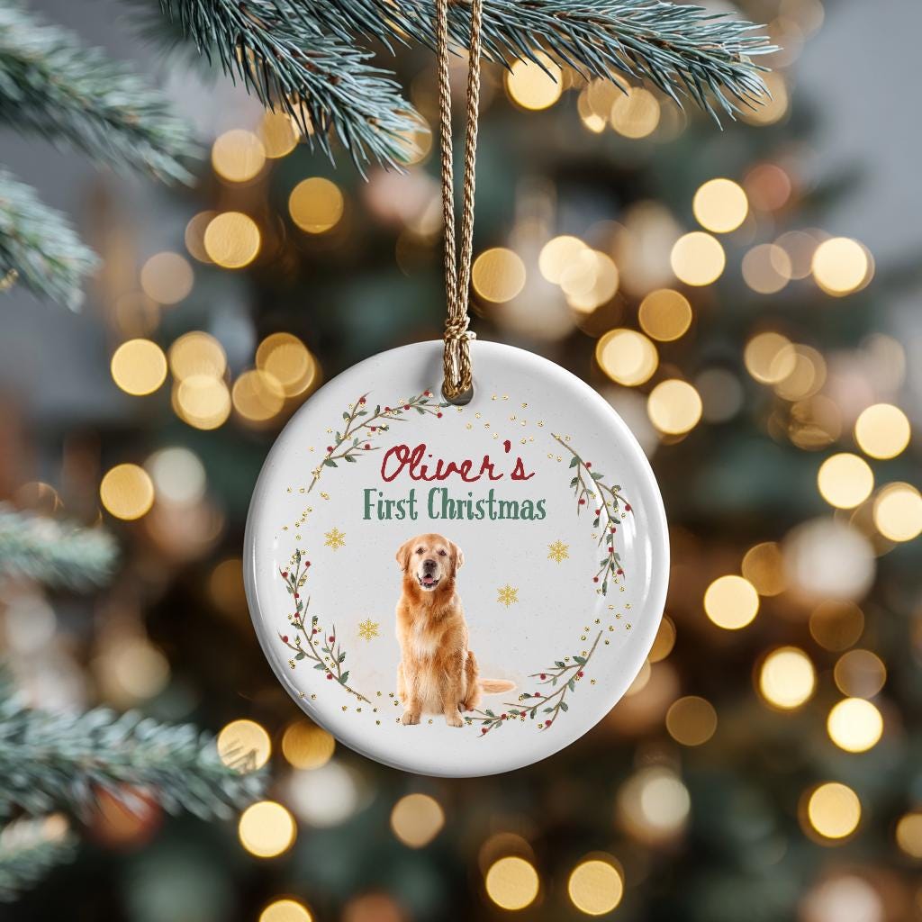 Personalized Dog Christmas Ornament • Custom Pet Photo Ornament • First Christmas Dog Ornament • Pet Memorial Gift • Holiday Keepsake