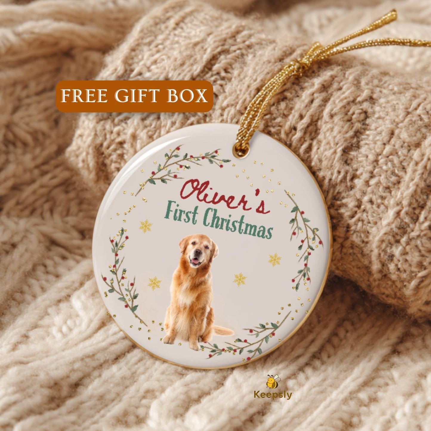 Personalized Dog Christmas Ornament • Custom Pet Photo Ornament • First Christmas Dog Ornament • Pet Memorial Gift • Holiday Keepsake