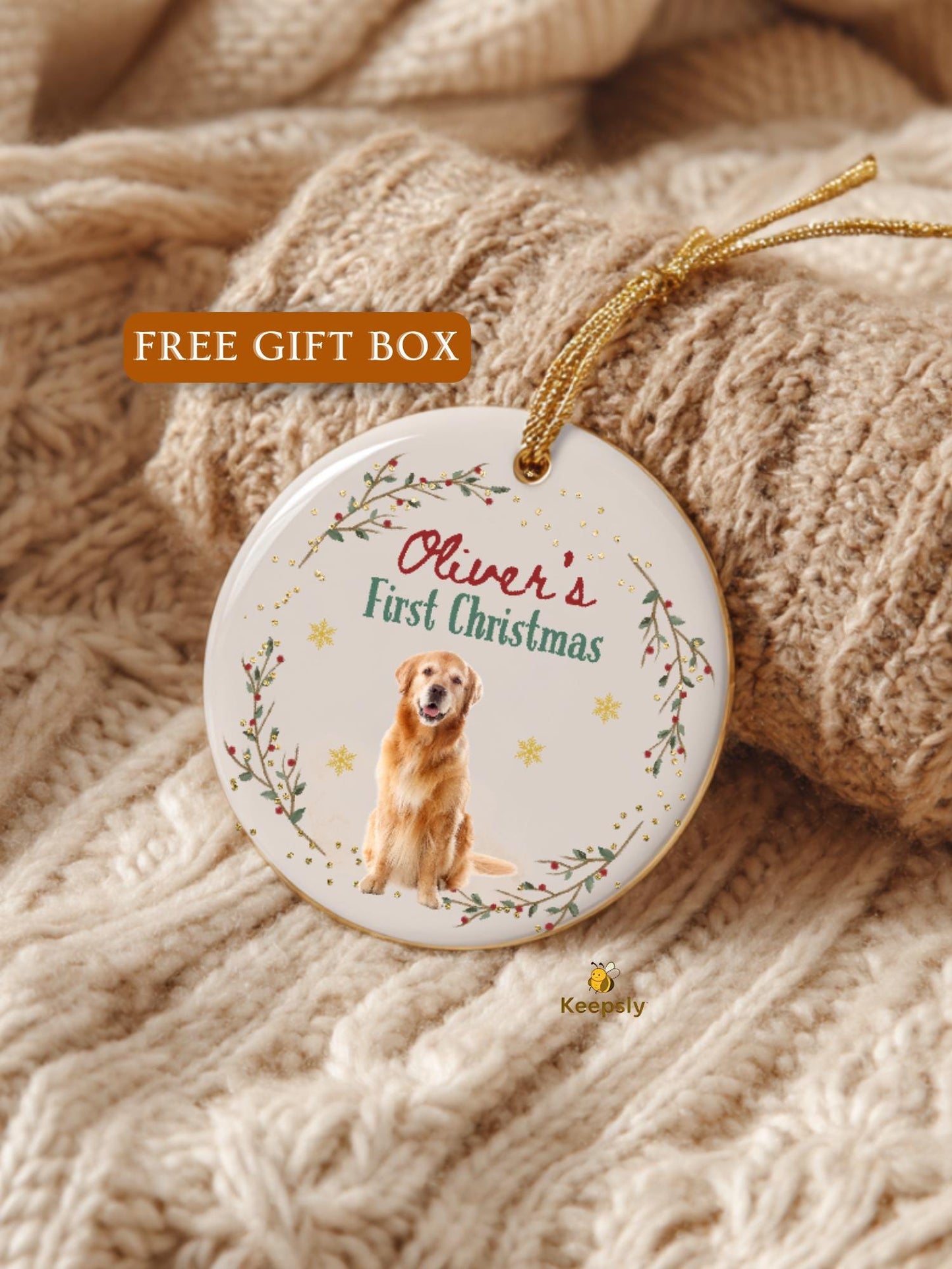Personalized Dog Christmas Ornament • Custom Pet Photo Ornament • First Christmas Dog Ornament • Pet Memorial Gift • Holiday Keepsake