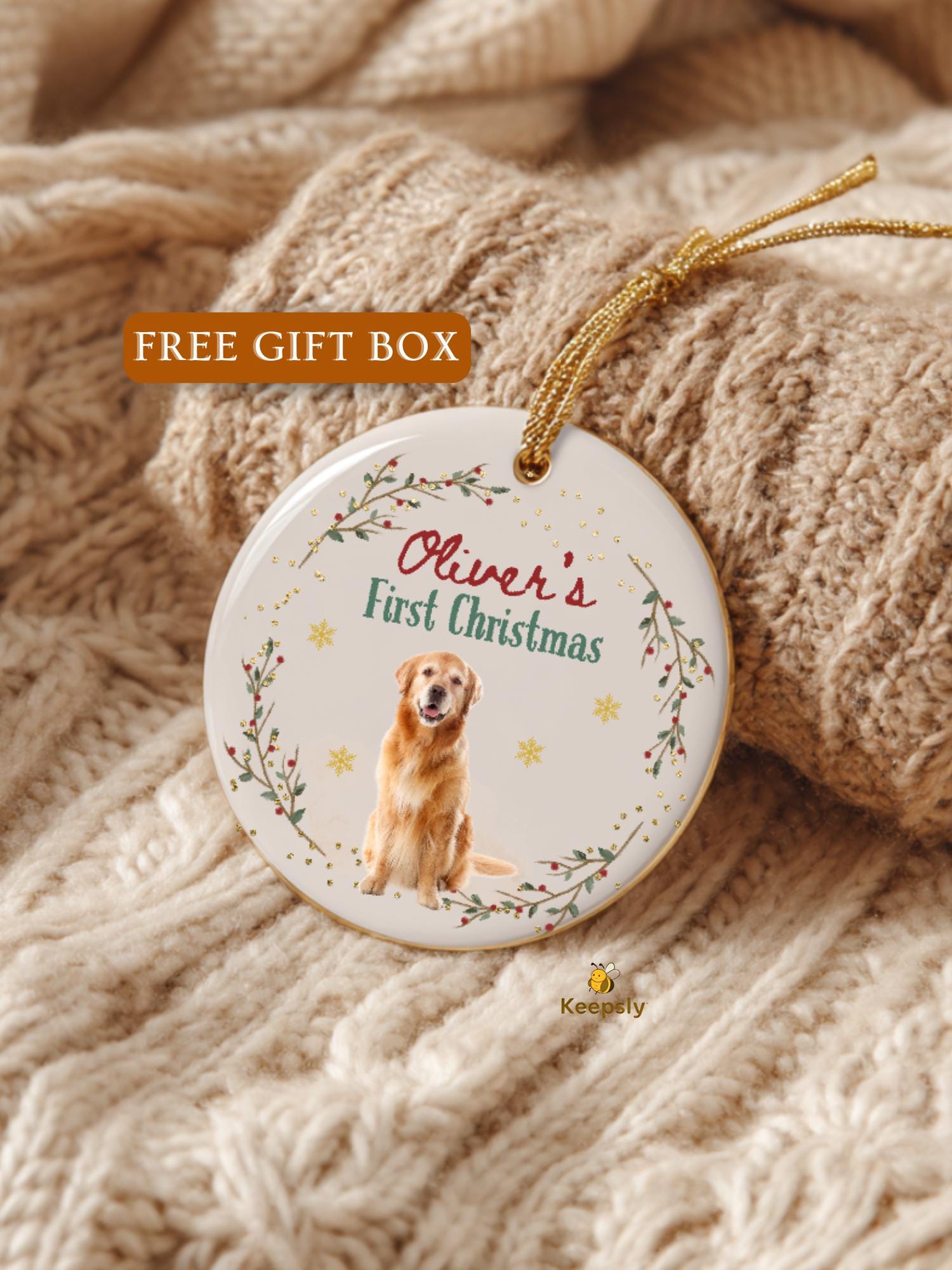 Personalized Dog Christmas Ornament • Custom Pet Photo Ornament • First Christmas Dog Ornament • Pet Memorial Gift • Holiday Keepsake