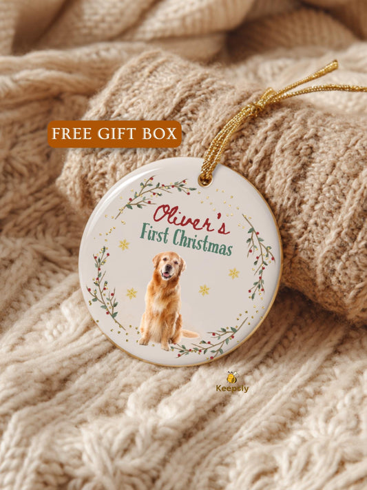 Personalized Dog Christmas Ornament • Custom Pet Photo Ornament • First Christmas Dog Ornament • Pet Memorial Gift • Holiday Keepsake