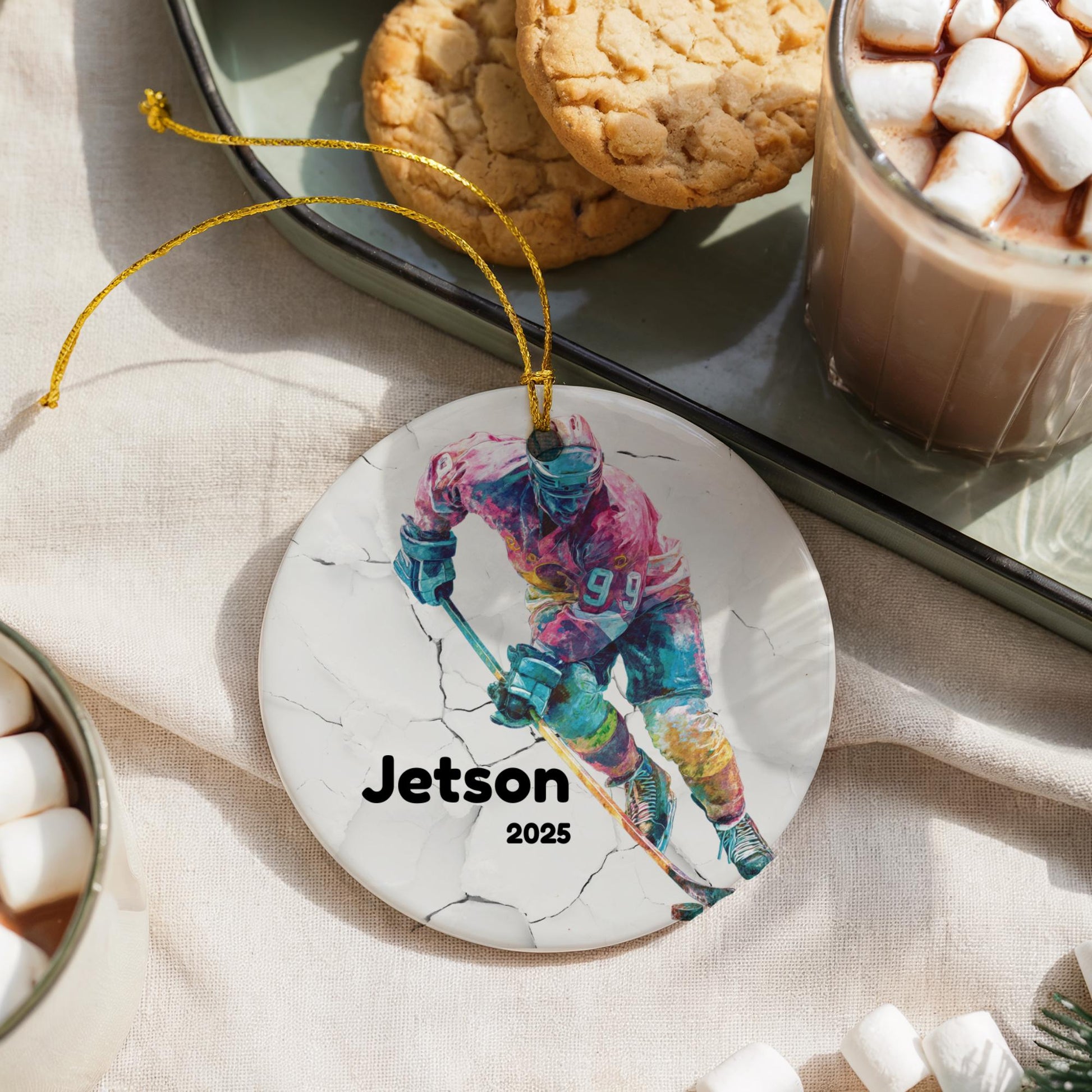 Hockey Ornament • Personalized Player Keepsake • Custom Name & Number • Team Gift • Coach Appreciation Ornament