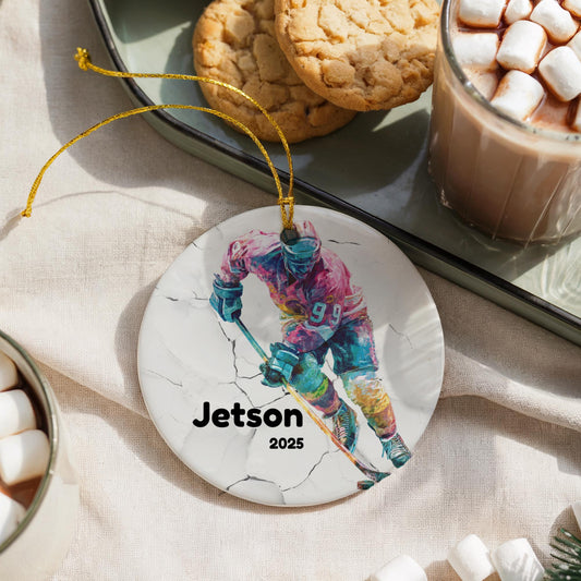 Hockey Ornament • Personalized Player Keepsake • Custom Name & Number • Team Gift • Coach Appreciation Ornament