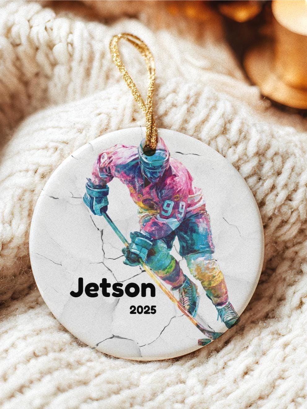 Hockey Ornament • Personalized Player Keepsake • Custom Name & Number • Team Gift • Coach Appreciation Ornament
