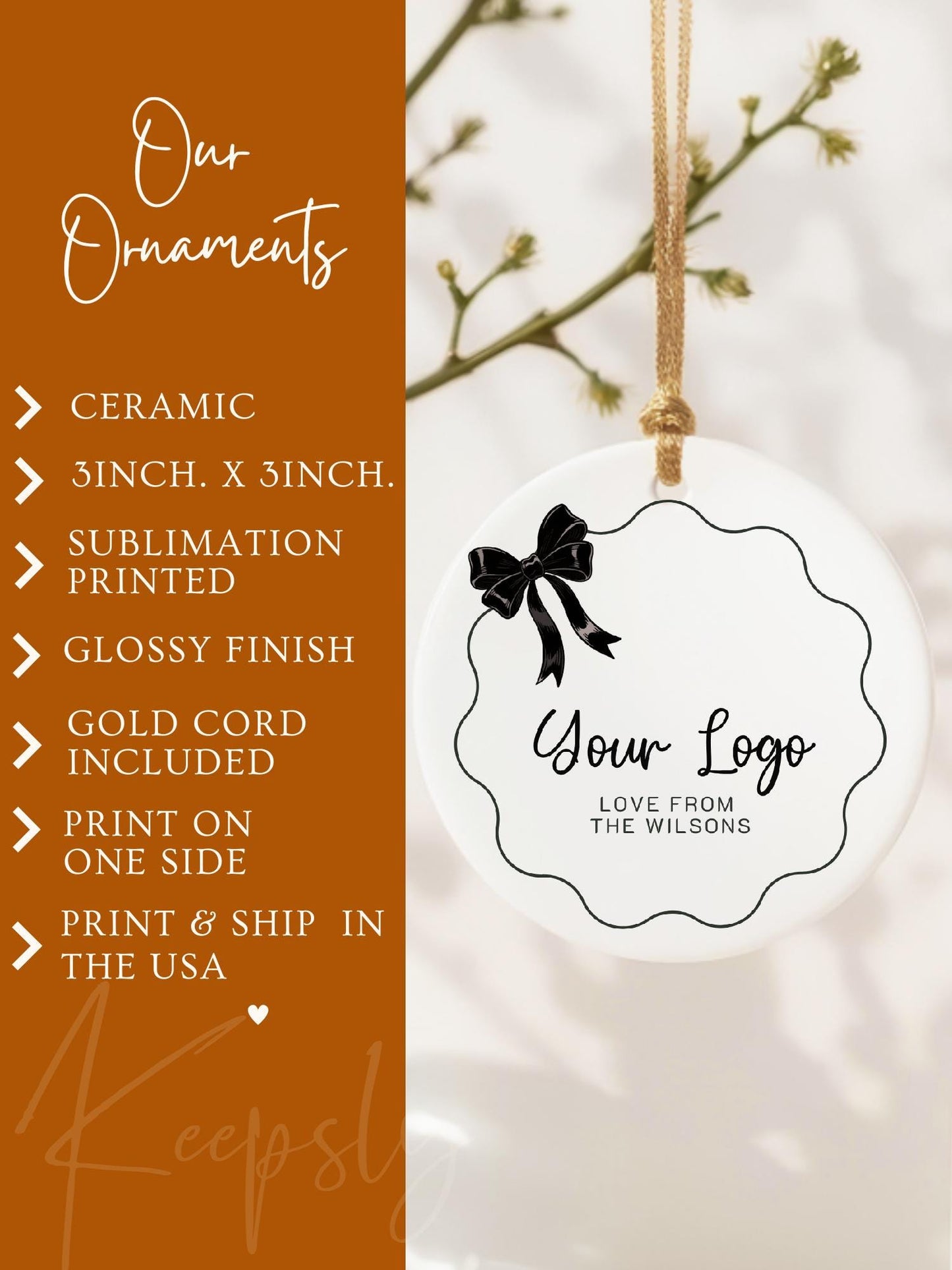 Custom Logo Ornament • Business Logo Gift • Personalized Company Ornament • Brand Keepsake • Corporate Holiday Gift