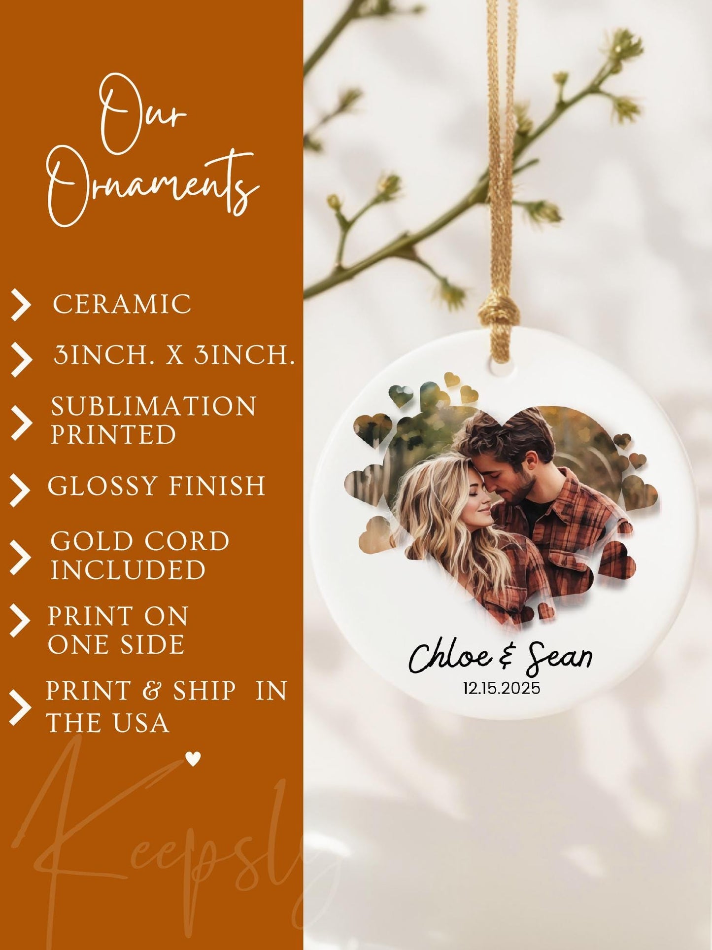 Couples ornament Personalized Photo Ornaments Mr Mrs Keepsake Engagement Gift