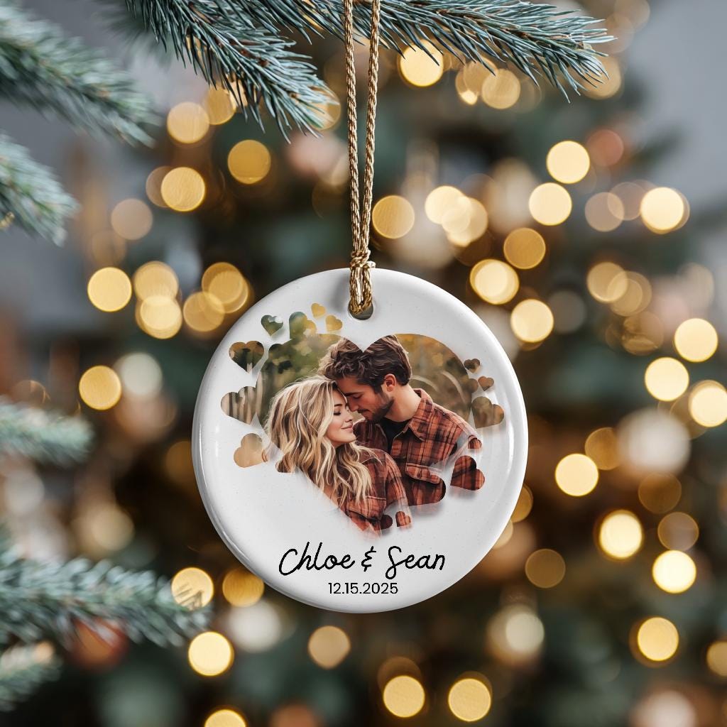 Couples ornament Personalized Photo Ornaments Mr Mrs Keepsake Engagement Gift