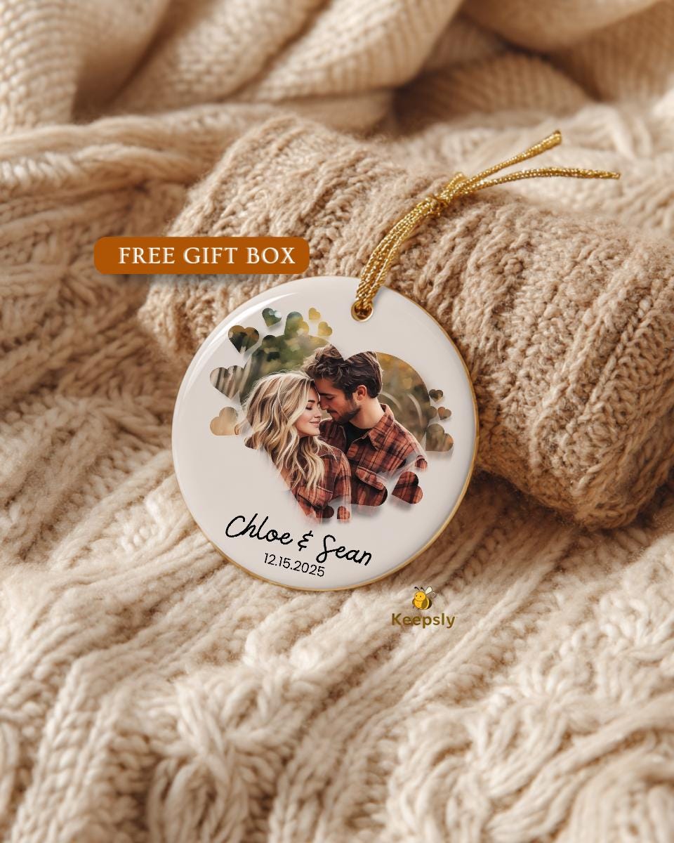 Couples ornament Personalized Photo Ornaments Mr Mrs Keepsake Engagement Gift