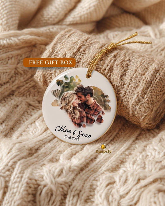 Couples ornament Personalized Photo Ornaments Mr Mrs Keepsake Engagement Gift