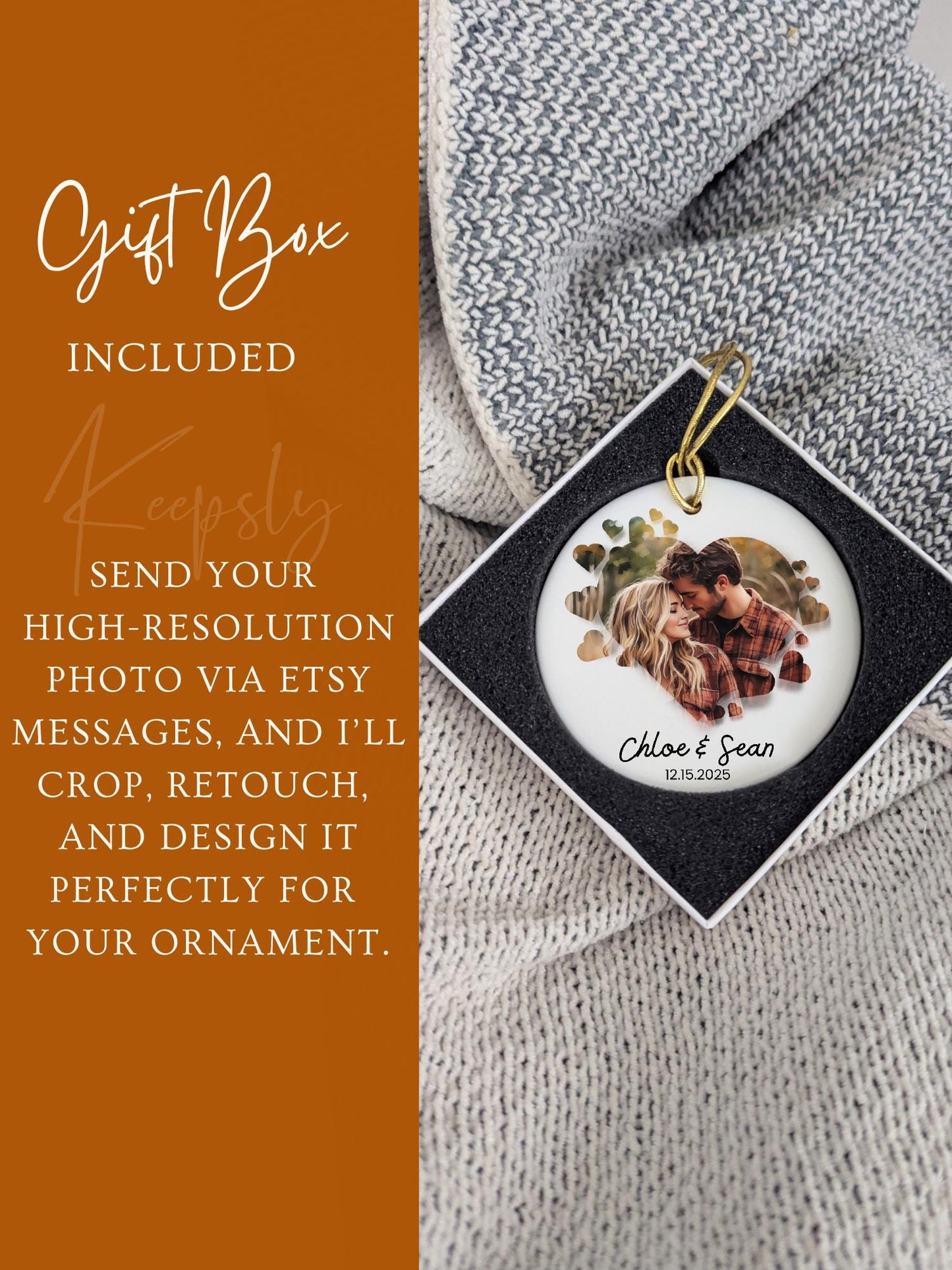 Couples ornament Personalized Photo Ornaments Mr Mrs Keepsake Engagement Gift