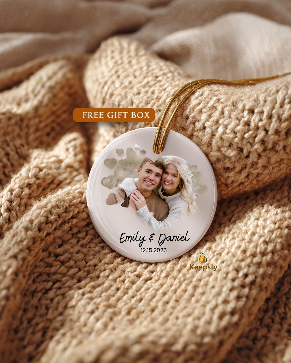 Couples ornament Personalized Photo Ornaments Mr Mrs Keepsake Engagement Gift