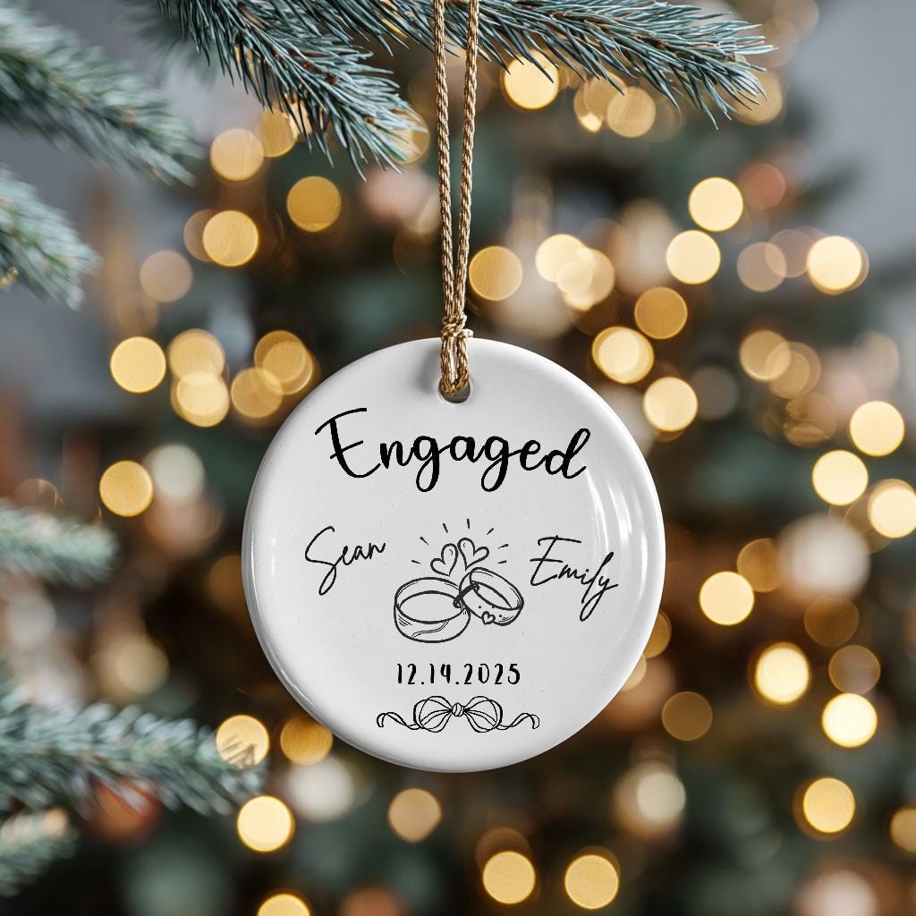Engagement Ornament • Personalized Engaged Ornament Couples Keepsake Bridal Shower Gift
