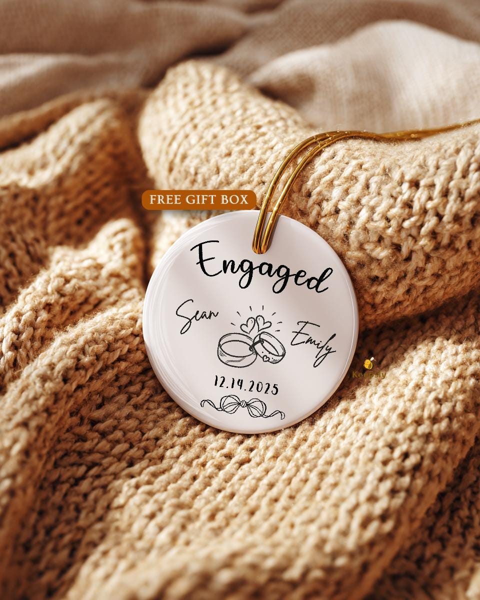 Engagement Ornament • Personalized Engaged Ornament Couples Keepsake Bridal Shower Gift