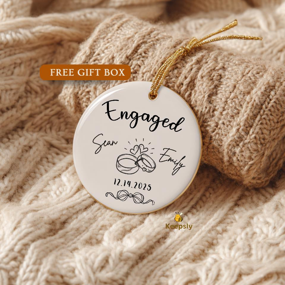 Engagement Ornament • Personalized Engaged Ornament Couples Keepsake Bridal Shower Gift