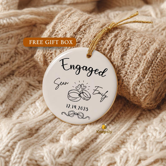Engagement Ornament • Personalized Engaged Ornament Couples Keepsake Bridal Shower Gift